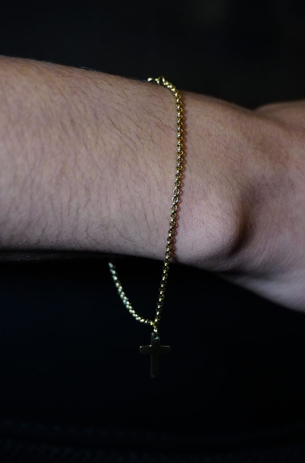PULSERA CRUZ — Oro Laminado 14