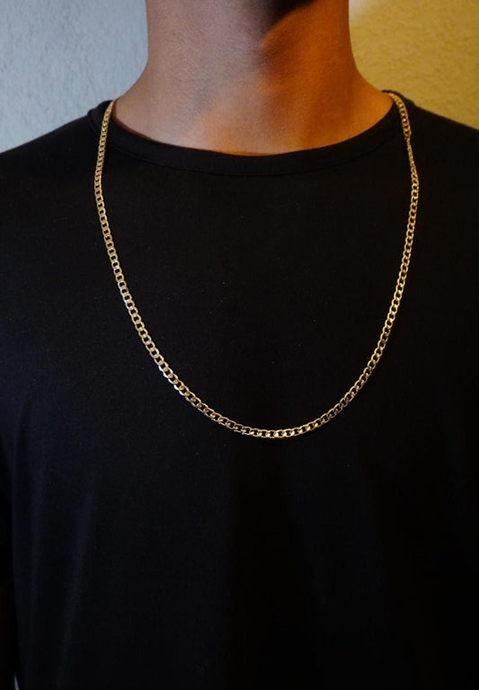 CADENA CUBANA BISELADA — Oro Laminado 18K