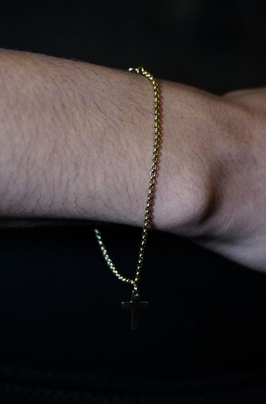 PULSERA CRUZ — Oro Laminado 14